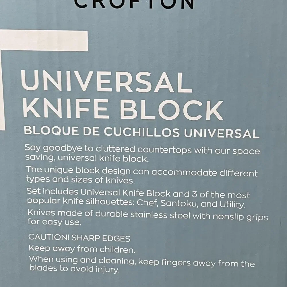 Crofton Universal Knife Block 3 Knives Set White Stainless Steel Hand Wash Gift
